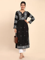 Malhar Rayon Long Chikankari Kurta