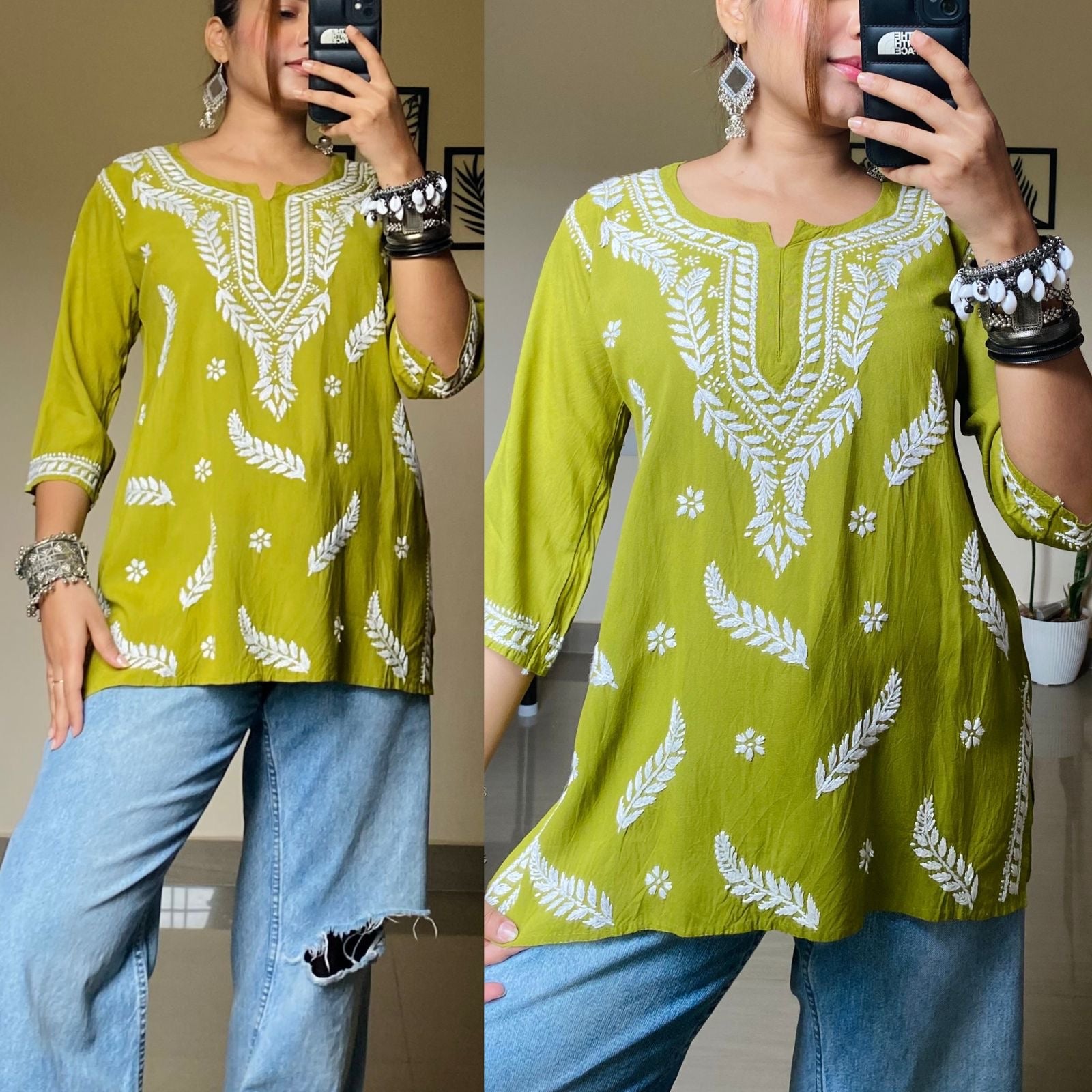 Aafri Rayon Chikankari Short Top