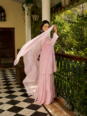 Sajni Premium Viscose Mukaish Embellished Chikankari Top & Gharara Set