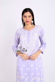 Zoya Premium Modal Chikankari Kurti Lavender