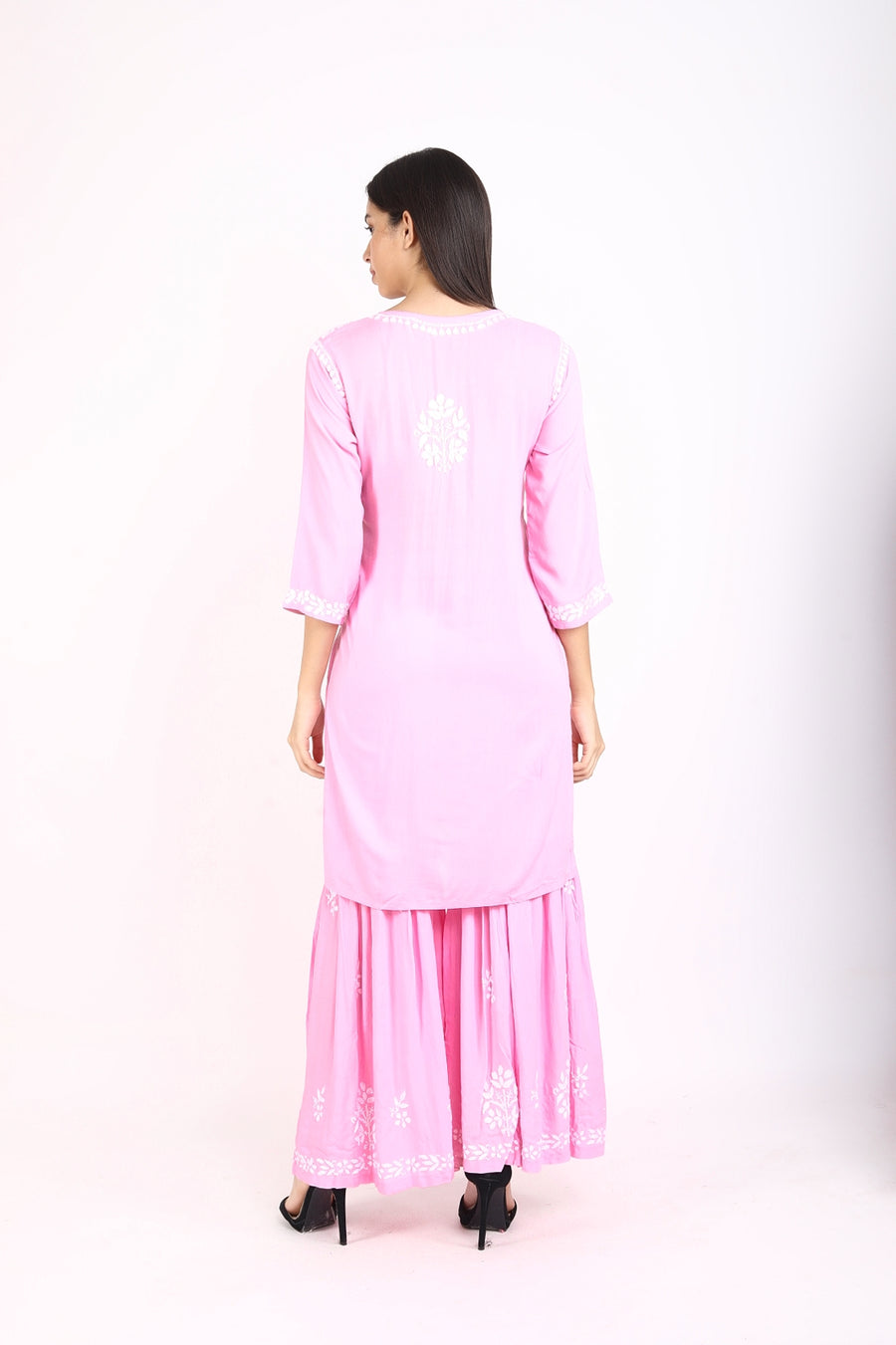 Ritu Pink Chikankari Gharara Set
