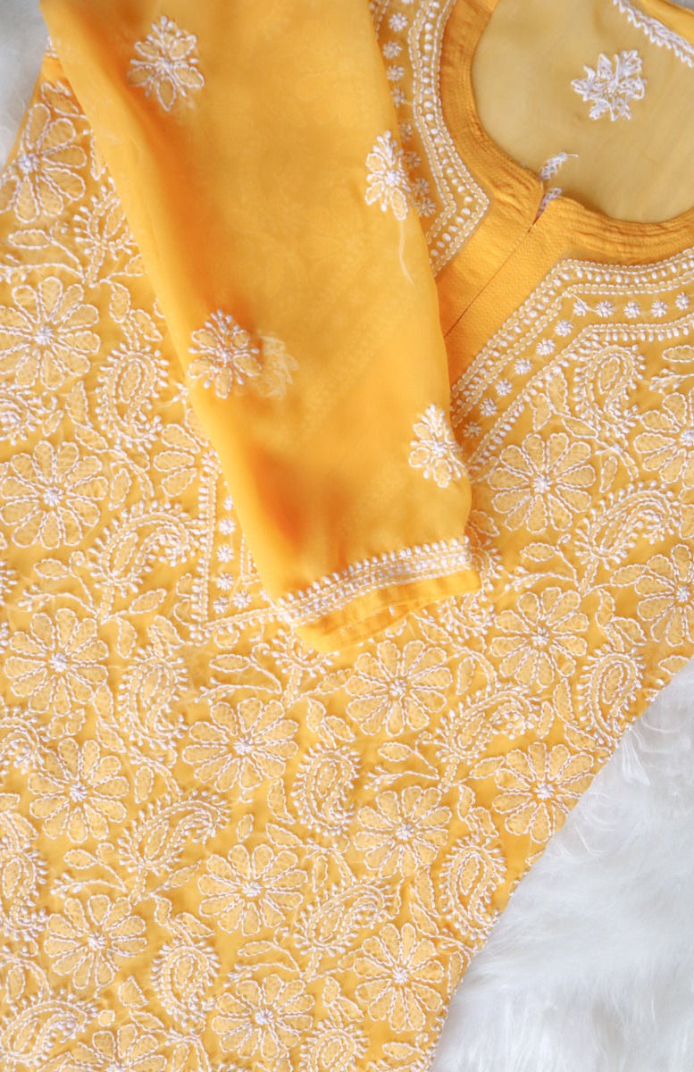 Chikankari Dresses Online | Hand-Embroidered Cotton Dress Material