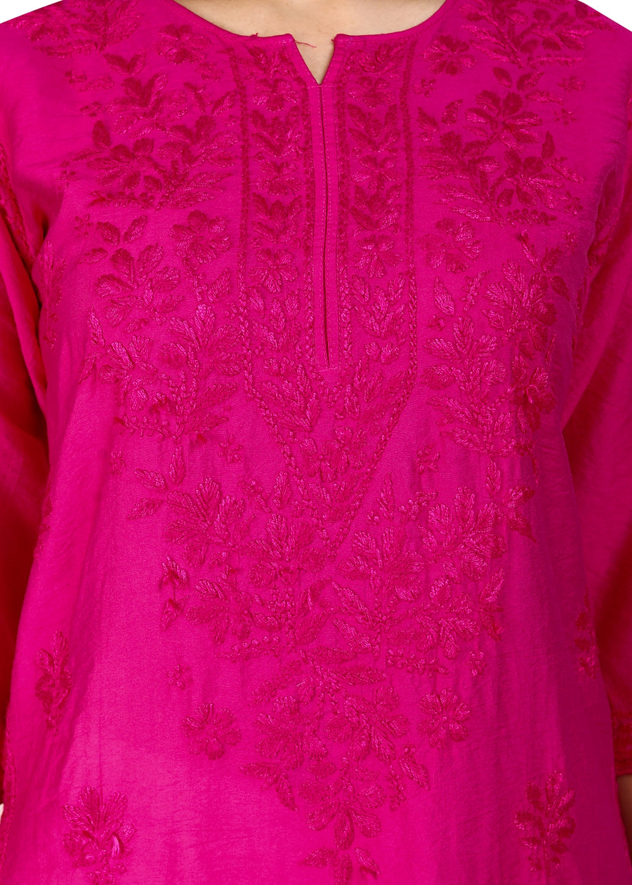 Kyra Chanderi Cotton Chikankari Kurti