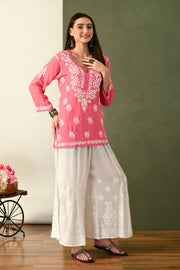 Aabha Premium Modal Chikankari Top Coral