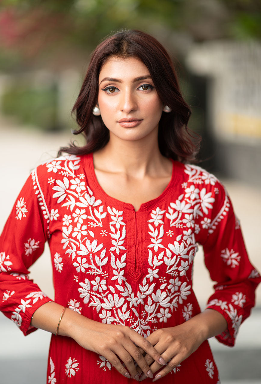 Daniya Modal Chikankari Kurti Set
