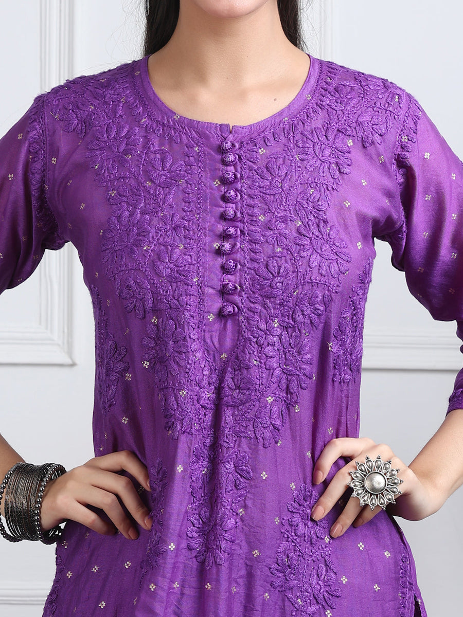 Sona Chanderi Dyed Kurti Set