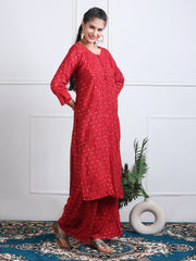 Sona Chanderi Chikan Kurti Set