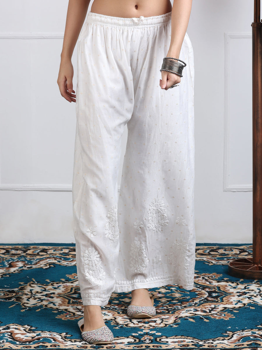 Sona Chanderi Chikan Kurti Set