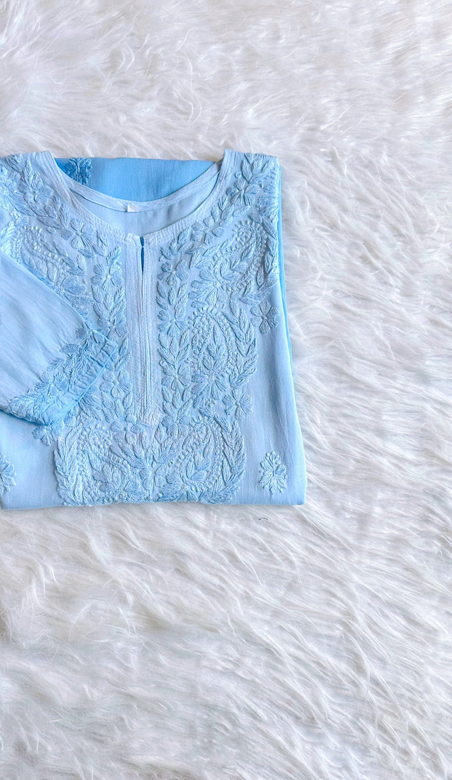 Riva Ombre Chikankari Kurti Powder Blue