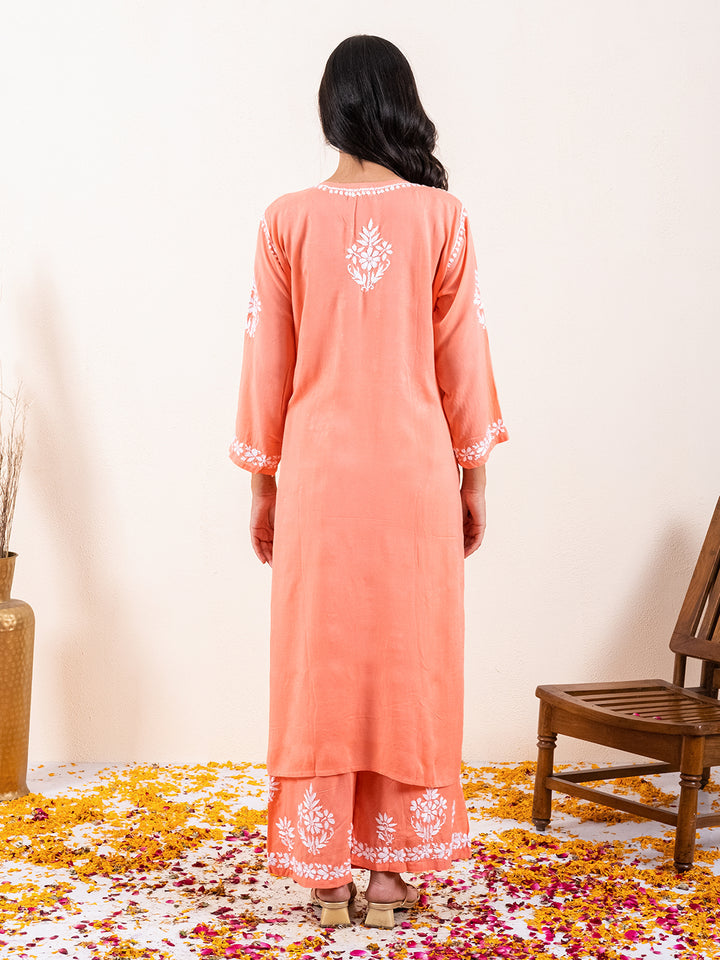 Lali Modal Chikankari Kurti Set