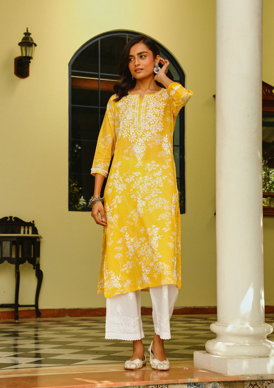 Zainab Chikankari Mulmul Straight Kurti