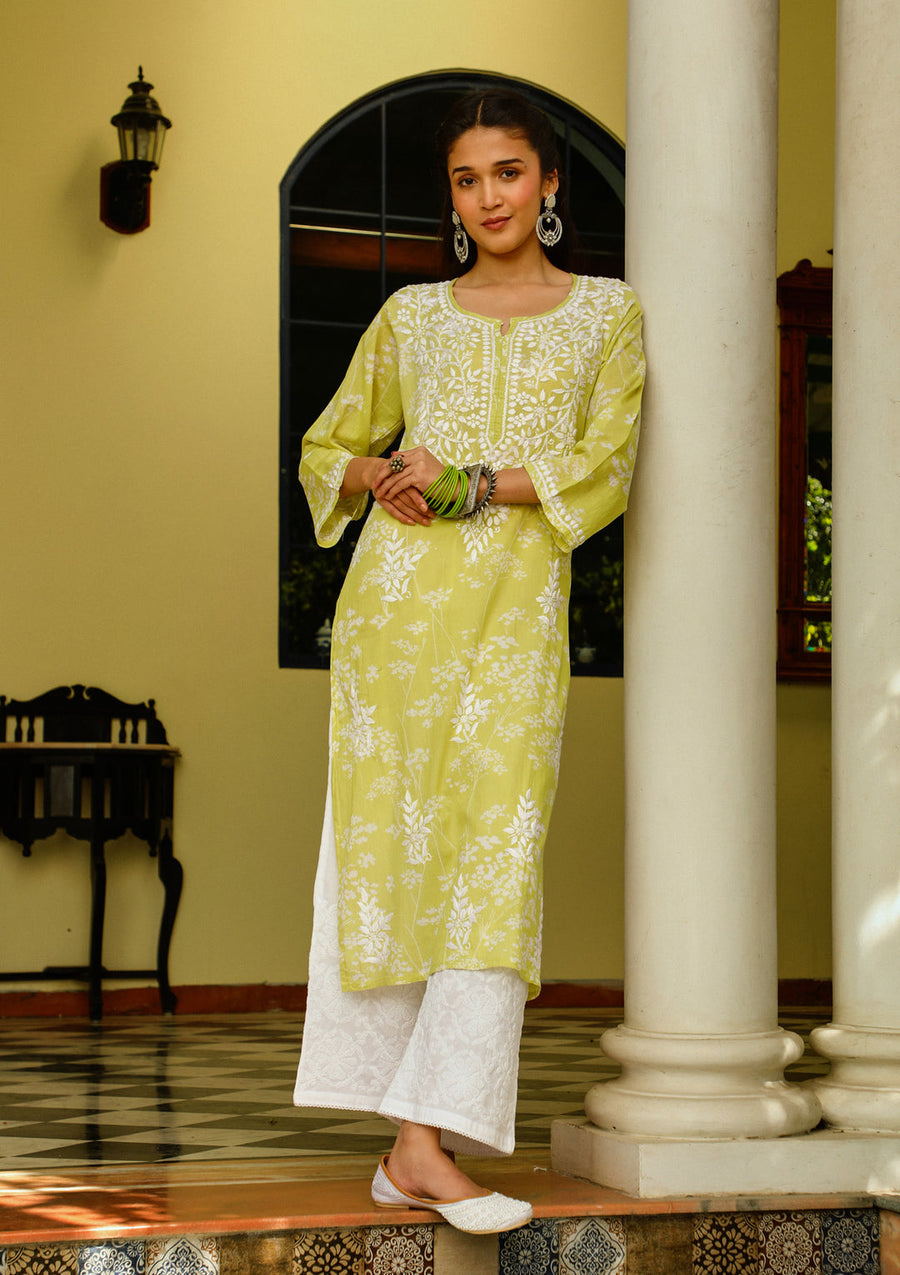 Zainab Chikankari Mulmul Straight Kurti