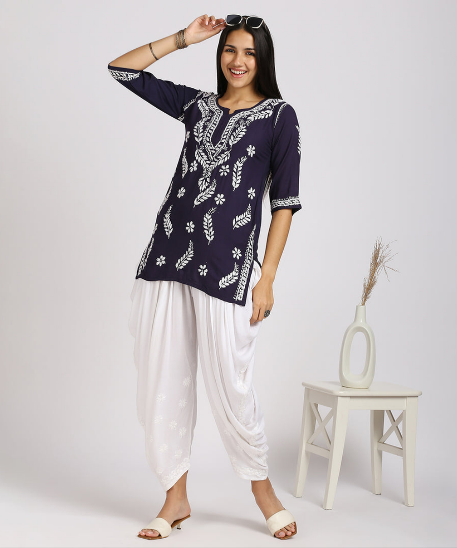 Aafri Rayon Chikankari Short Top