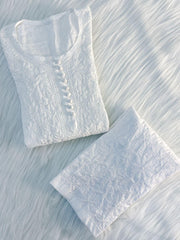 Isha Crochet Dobi Chikankari Co-Ord Set White Dobby Cotton