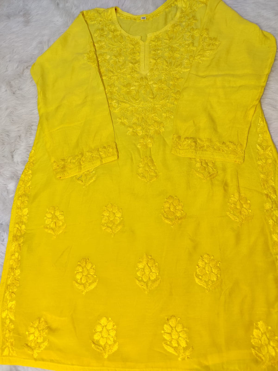 Johra Muslin Ombre Dyed Chikankari Short Kurti