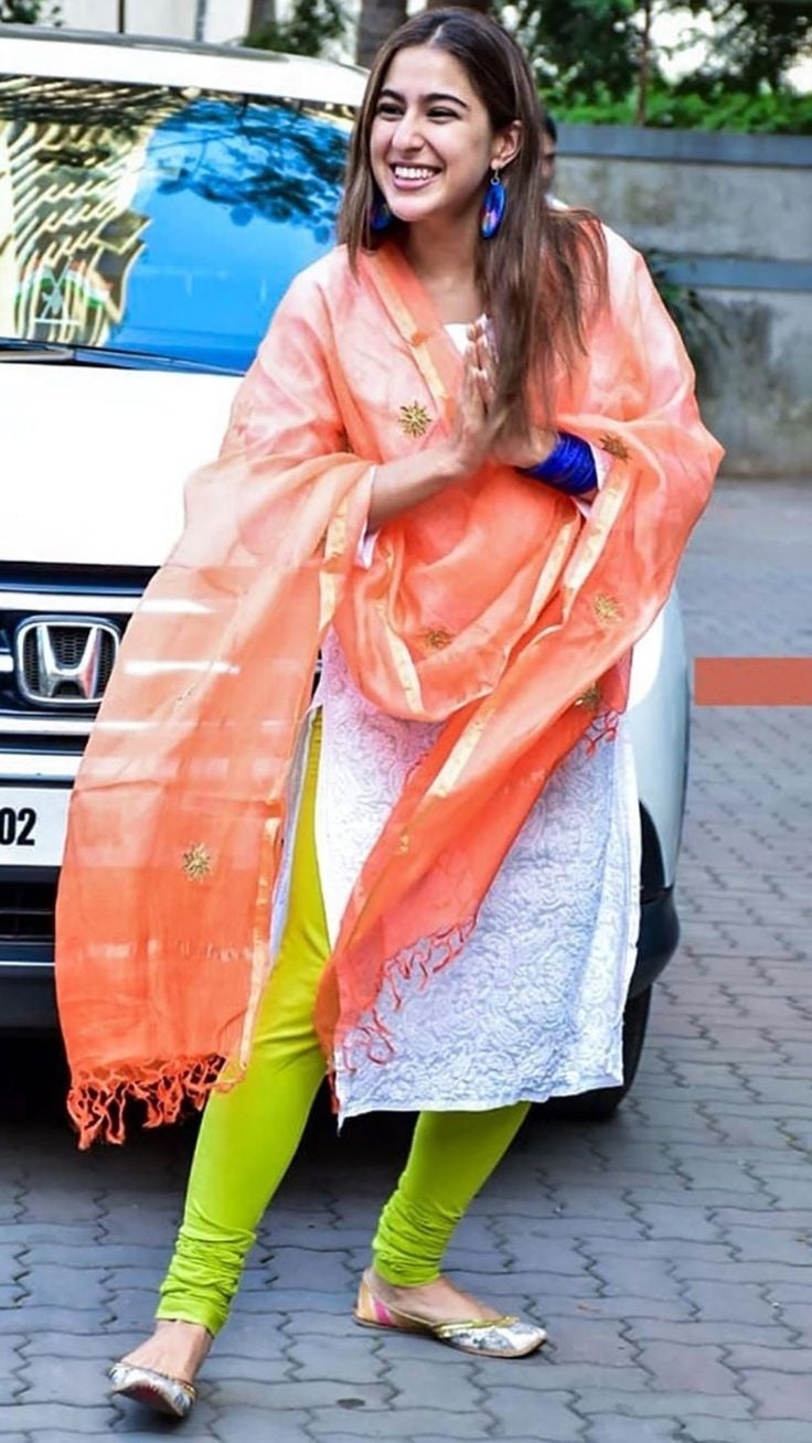 Zara Styled Georgette Chikankari Kurti With White Sharara