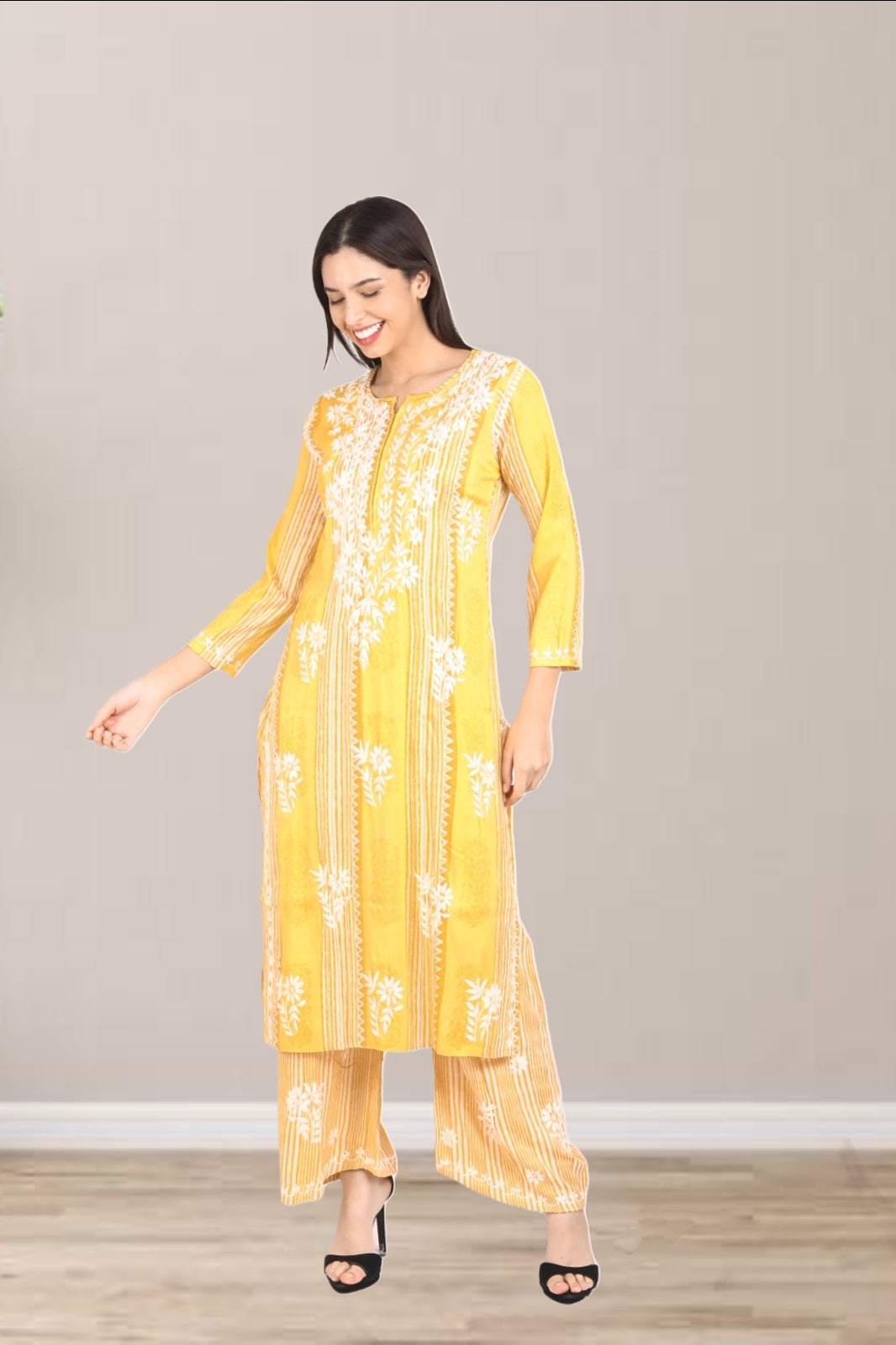 Rahi Slub Cotton Chikankari Co-ord Set-The Lucknowi Chikan