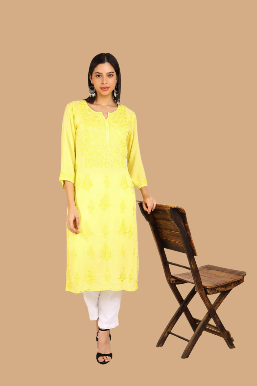 Diva Dyed Chikankari Long Kurta