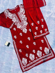 Daniya Modal Chikankari Kurti Set