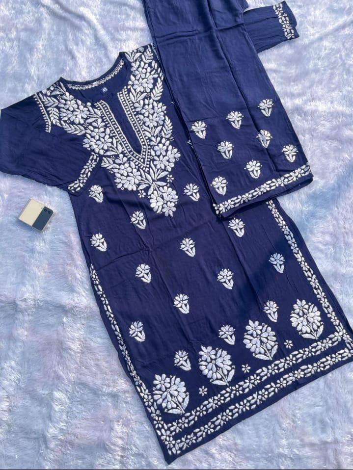 Daniya Modal Chikankari Kurti Set