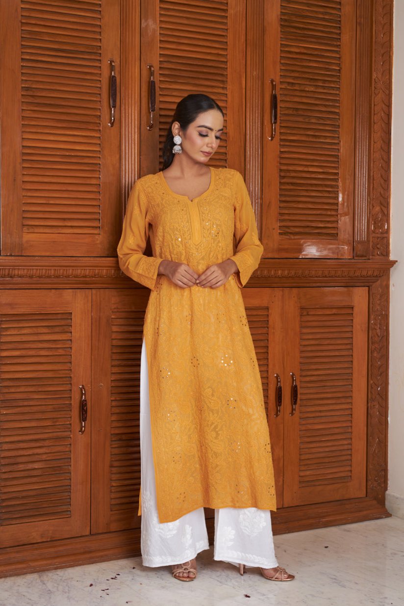 Rakul Preet Viscose Mukaish Chikankari Kurti