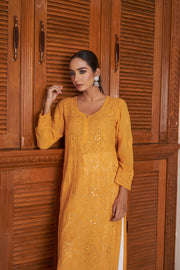 Rakul Preet Viscose Mukaish Chikankari Kurti