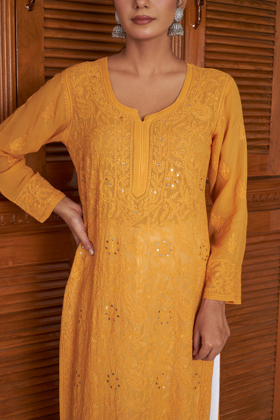 Rakul Preet Viscose Mukaish Chikankari Kurti