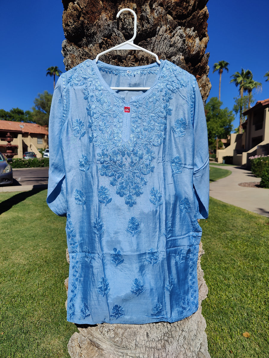 Johra Muslin Ombre Dyed Chikankari Short Kurti