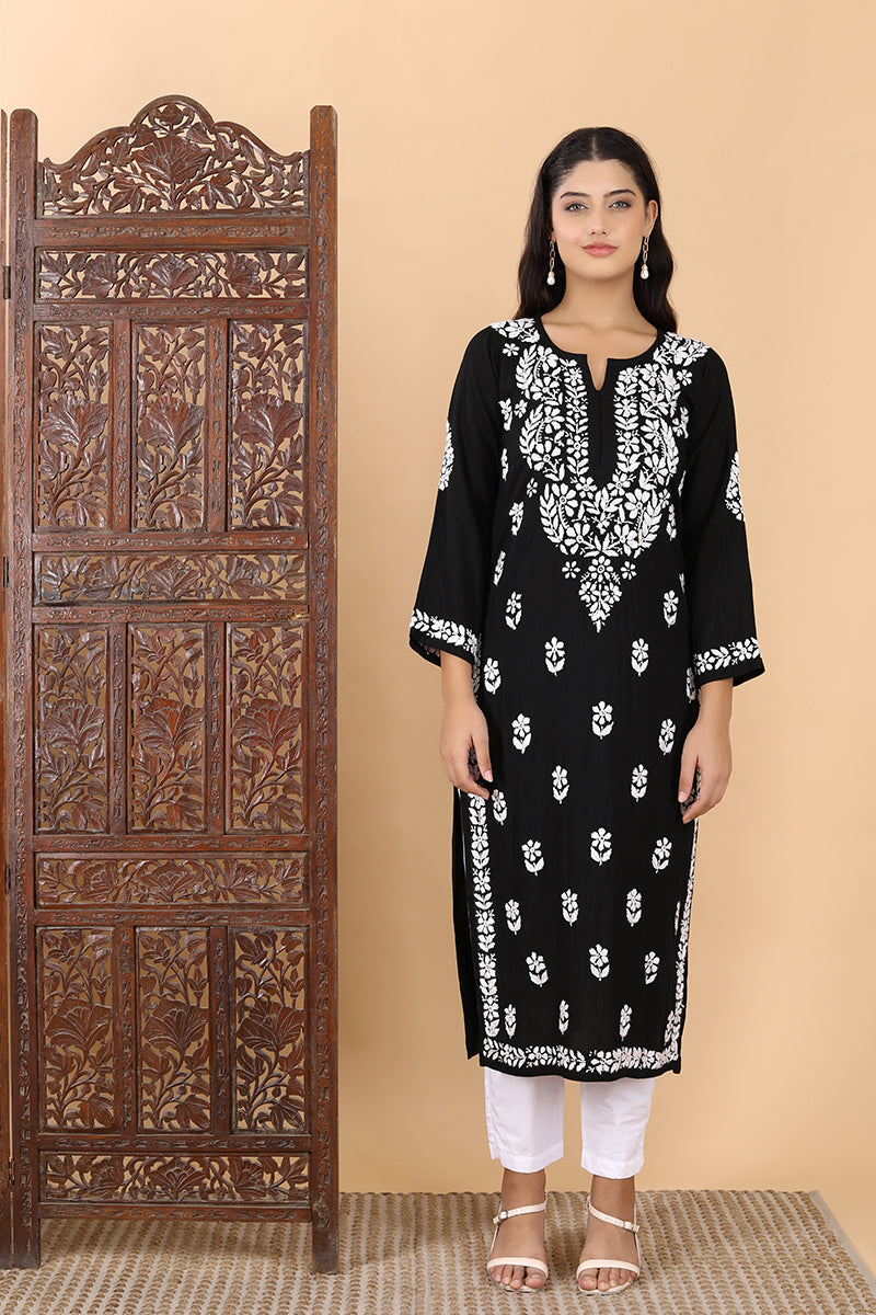 Heer Rayon Chikankari Long Kurta