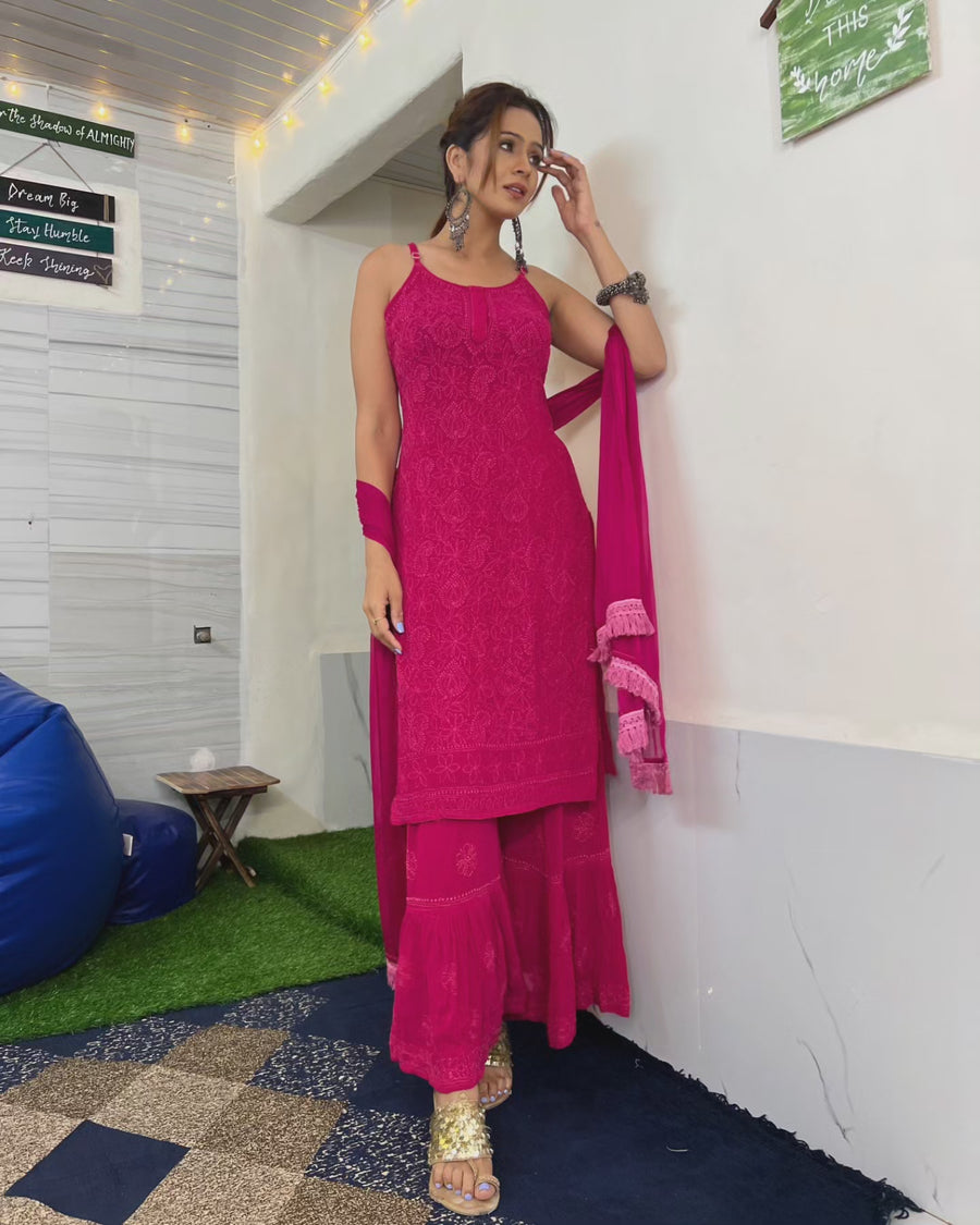 Fennil Styled Strappy Viscose Set-The Lucknowi Chikan