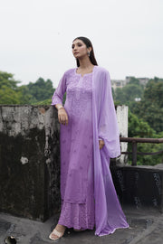 Nazakat Viscose 3D Chikankari Kurti Sharara Set