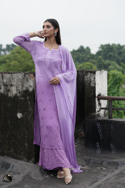Nazakat Viscose 3D Chikankari Kurti Sharara Set