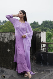 Nazakat Viscose 3D Chikankari Kurti Sharara Set