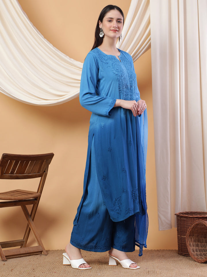 Bahar Chikankari Ombre Dyed Kurti Set