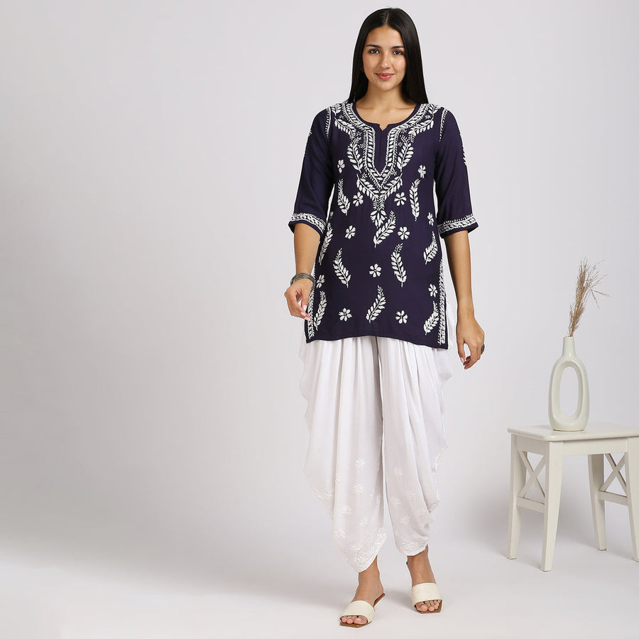 Aafri Rayon Chikankari Short Top