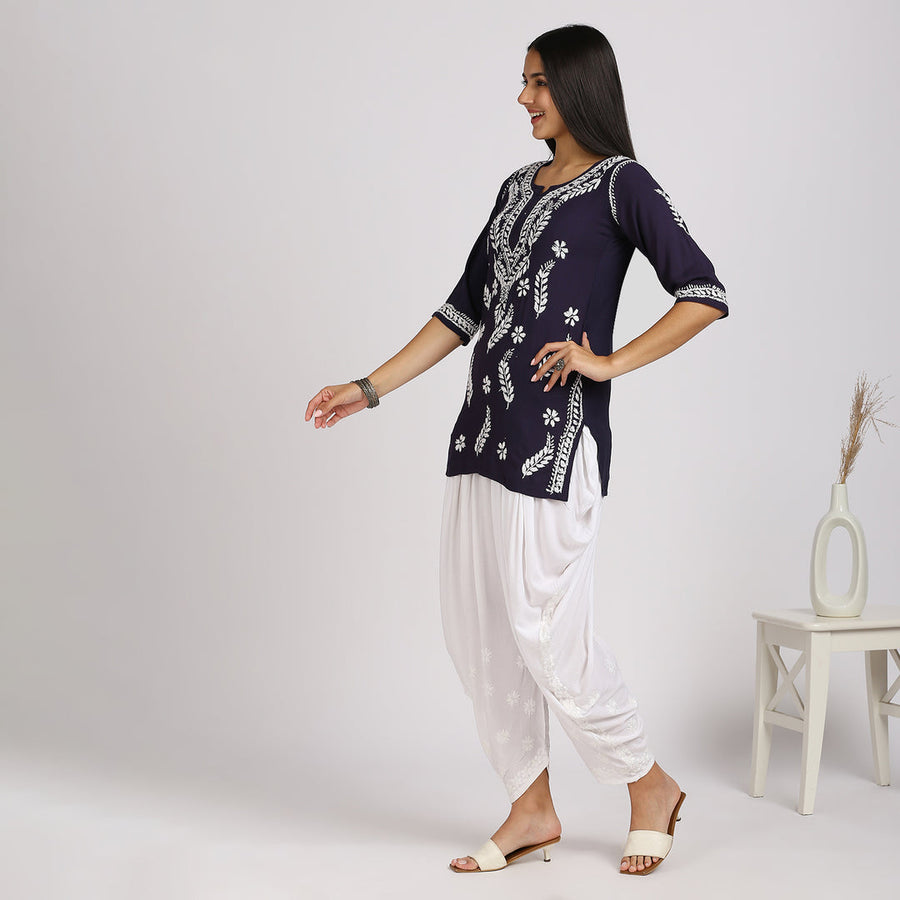 Aafri Rayon Chikankari Short Top