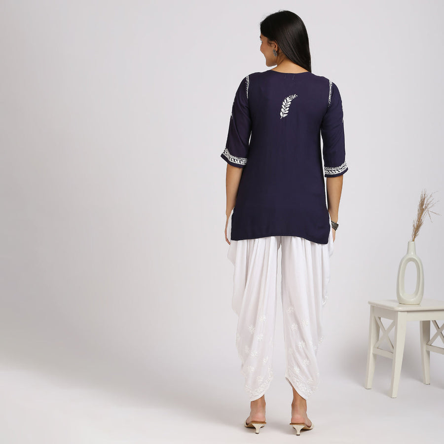 Aafri Rayon Chikankari Short Top