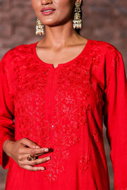 Kehkasha Modal Mukaish Chikankari Kurti Set