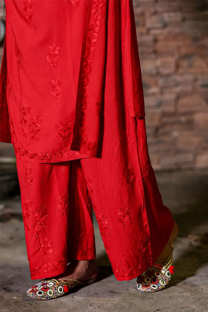 Kehkasha Modal Mukaish Chikankari Kurti Set