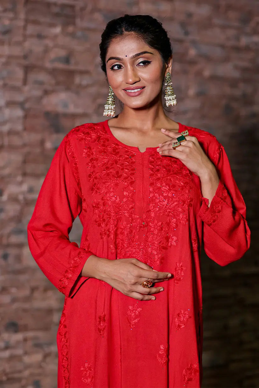 Kehkasha Modal Mukaish Chikankari Kurti Set