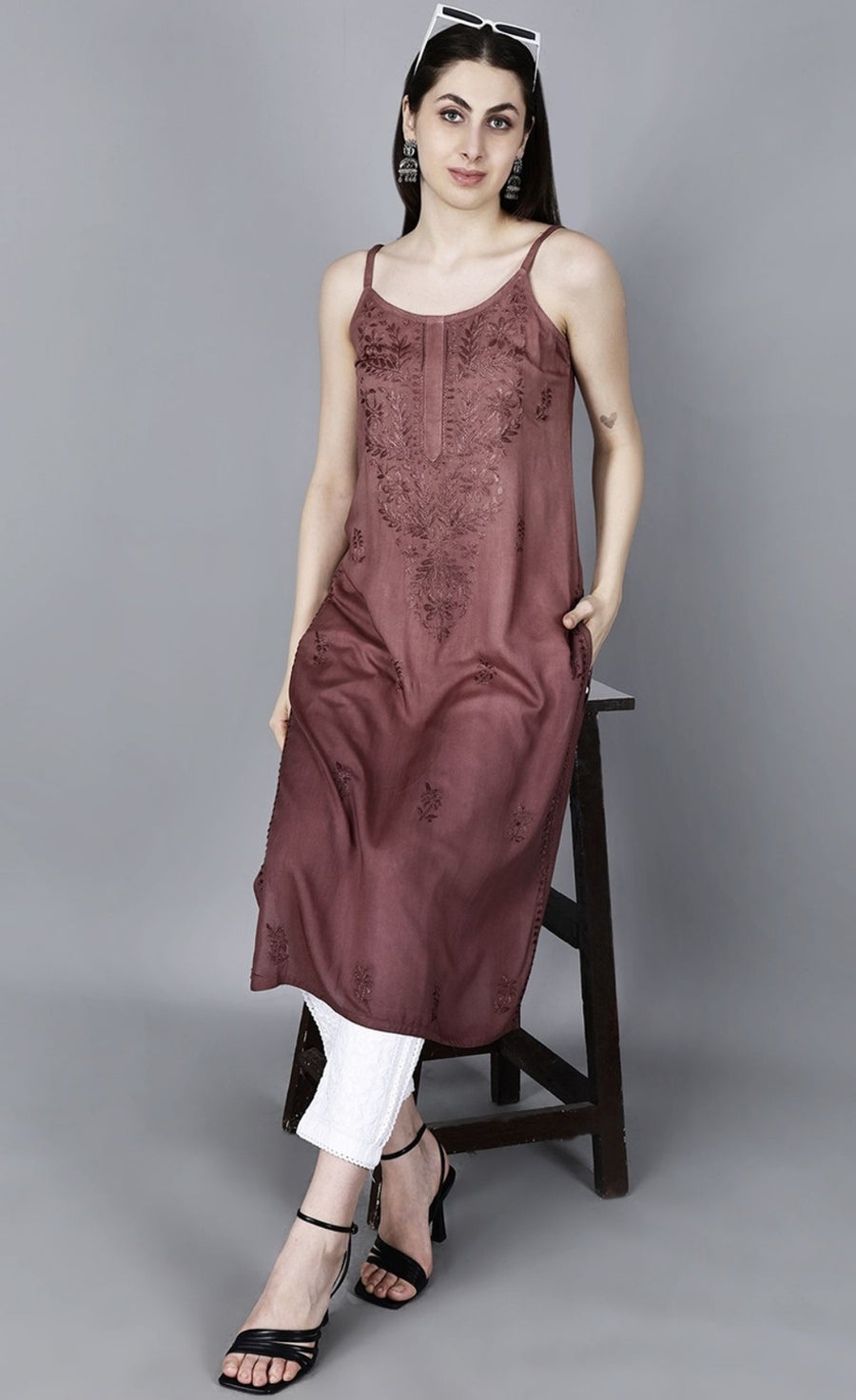 Jolly Strappy Chikankari Kurti