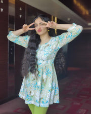 Adah Chikankari Mulmul Short Dress-The Lucknowi Chikan