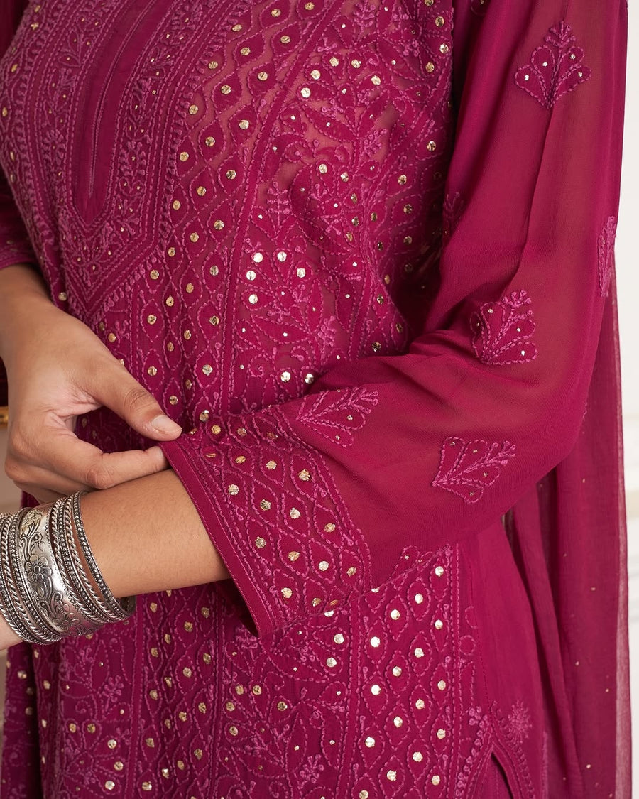 Nagma Premium Chikankari Mukaish Viscose Set