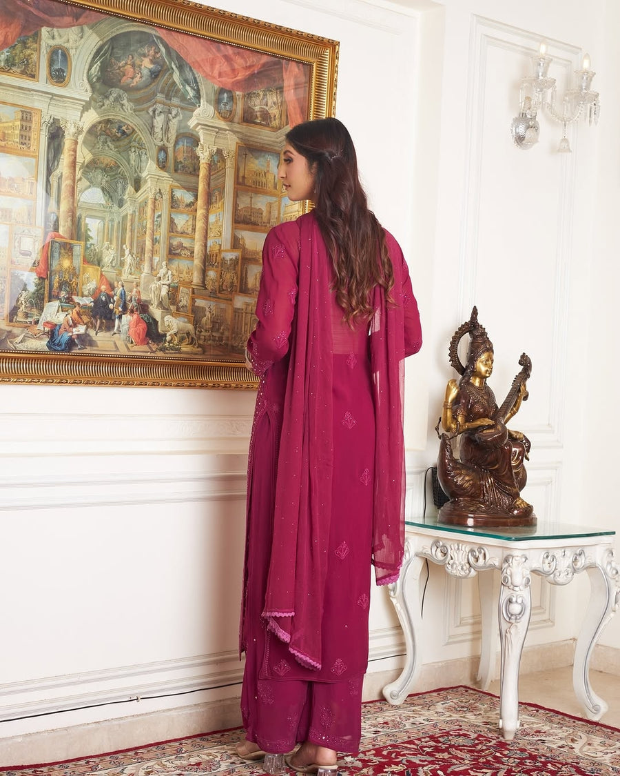 Nagma Premium Chikankari Mukaish Viscose Set