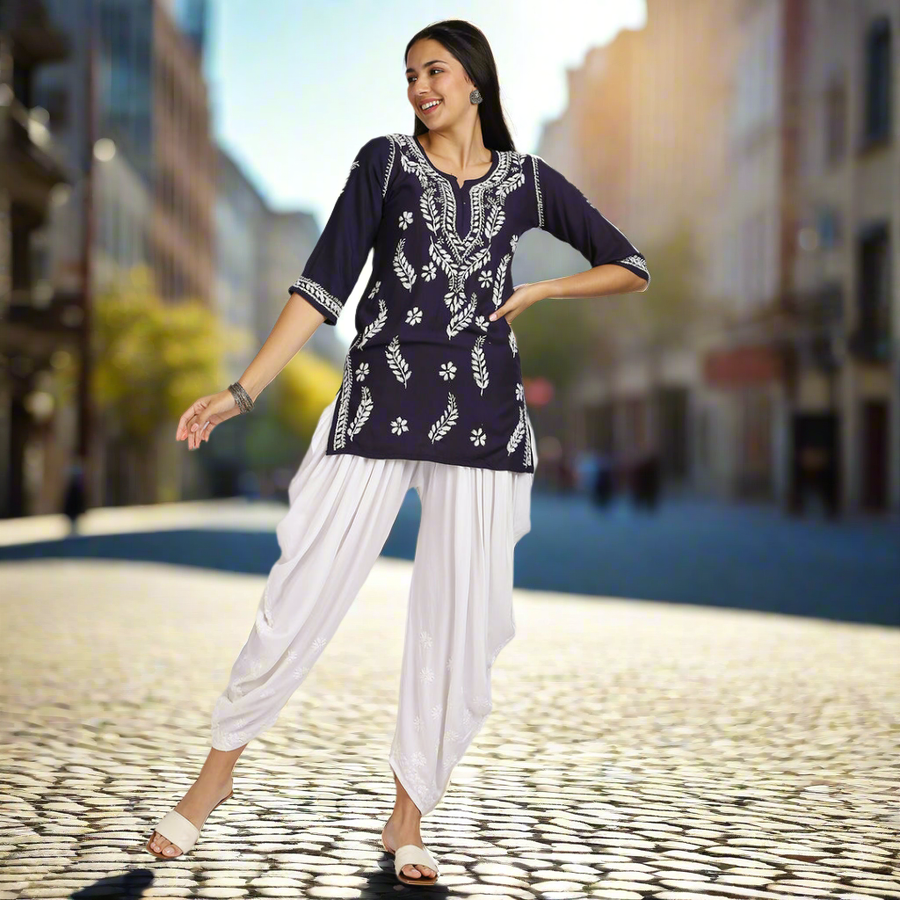 Aafri Rayon Chikankari Short Top