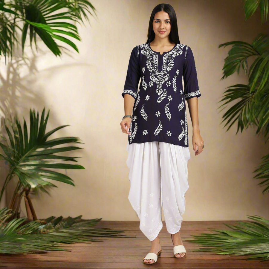 Aafri Rayon Chikankari Short Top