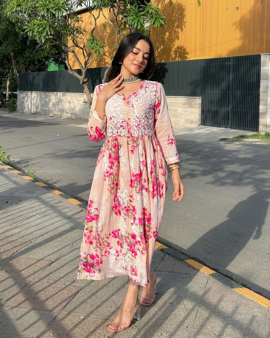 Chikankari maxi on sale dress