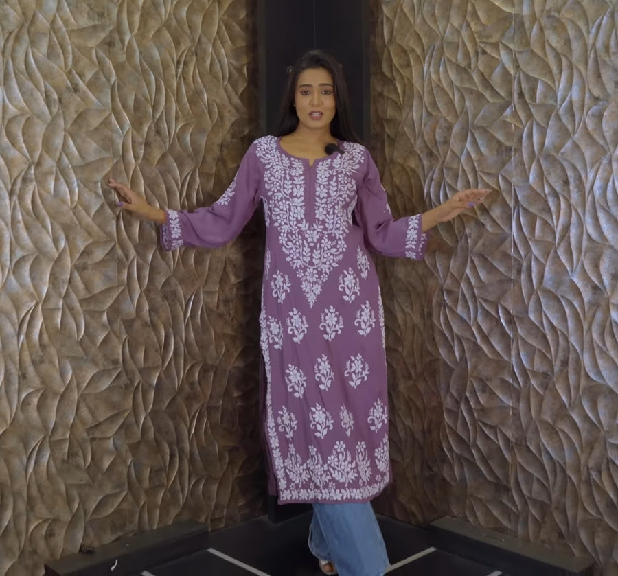 Mausam Modal Chikankari Straight Kurti-The Lucknowi Chikan