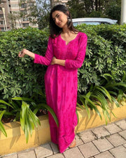 Palak Modal Dyed Chikankari Set Pink S Modal Cotton