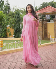 Nora Premium Chikankari Heavy Anarkali & Dupatta-The Lucknowi Chikan